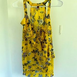 Ruffled yellow flower tank top size L